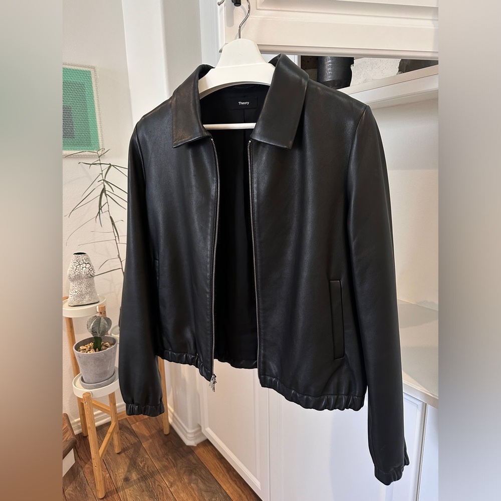 Theory Black Leather Jacket (Lambskin)